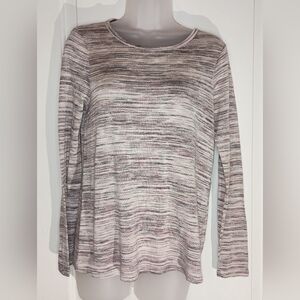 2/$30 Longsleeve Cream Neutral Winter‎ Fall Striped Knit Pullover CUPIO Sweater